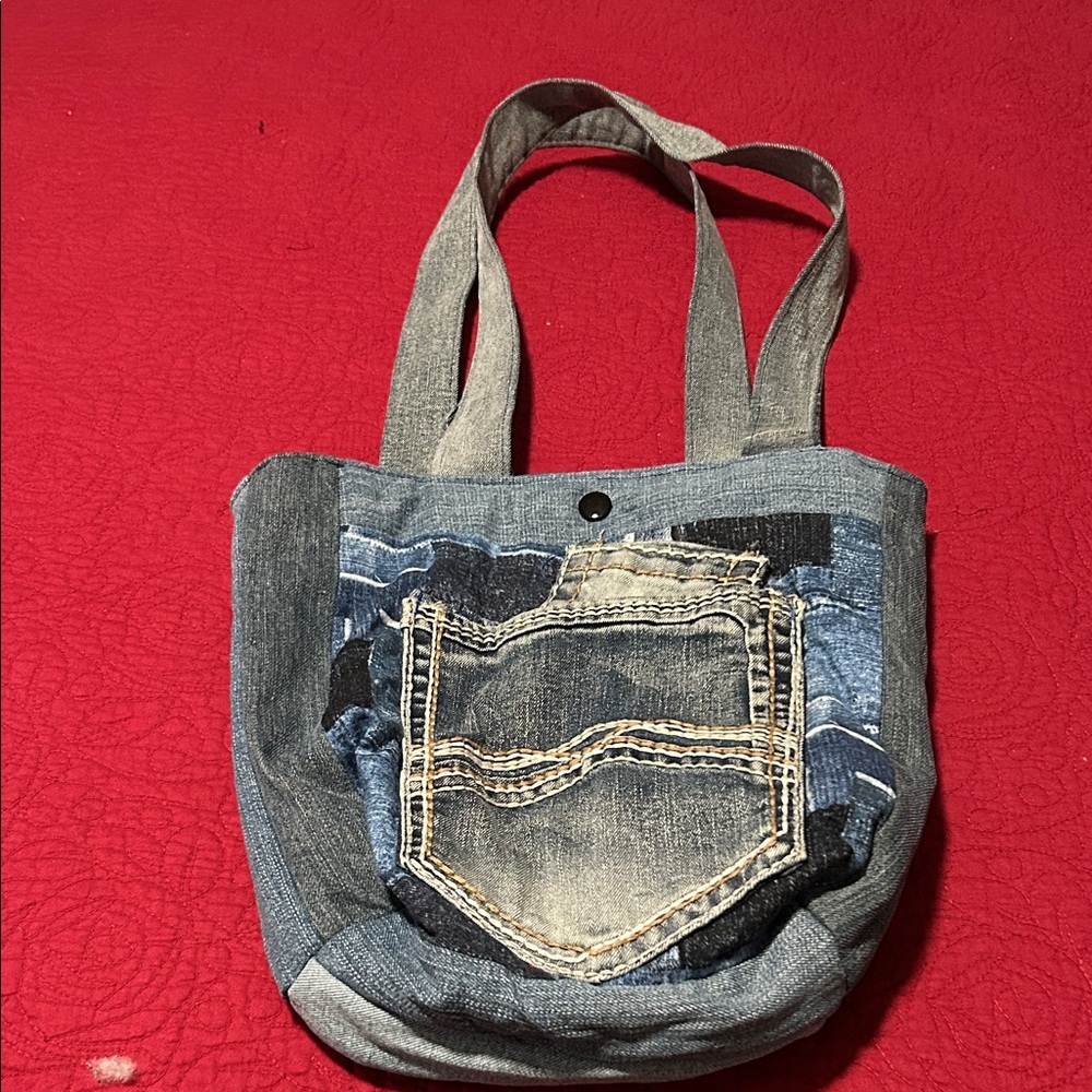 Denim Tote Bag with Pocket custom made unique